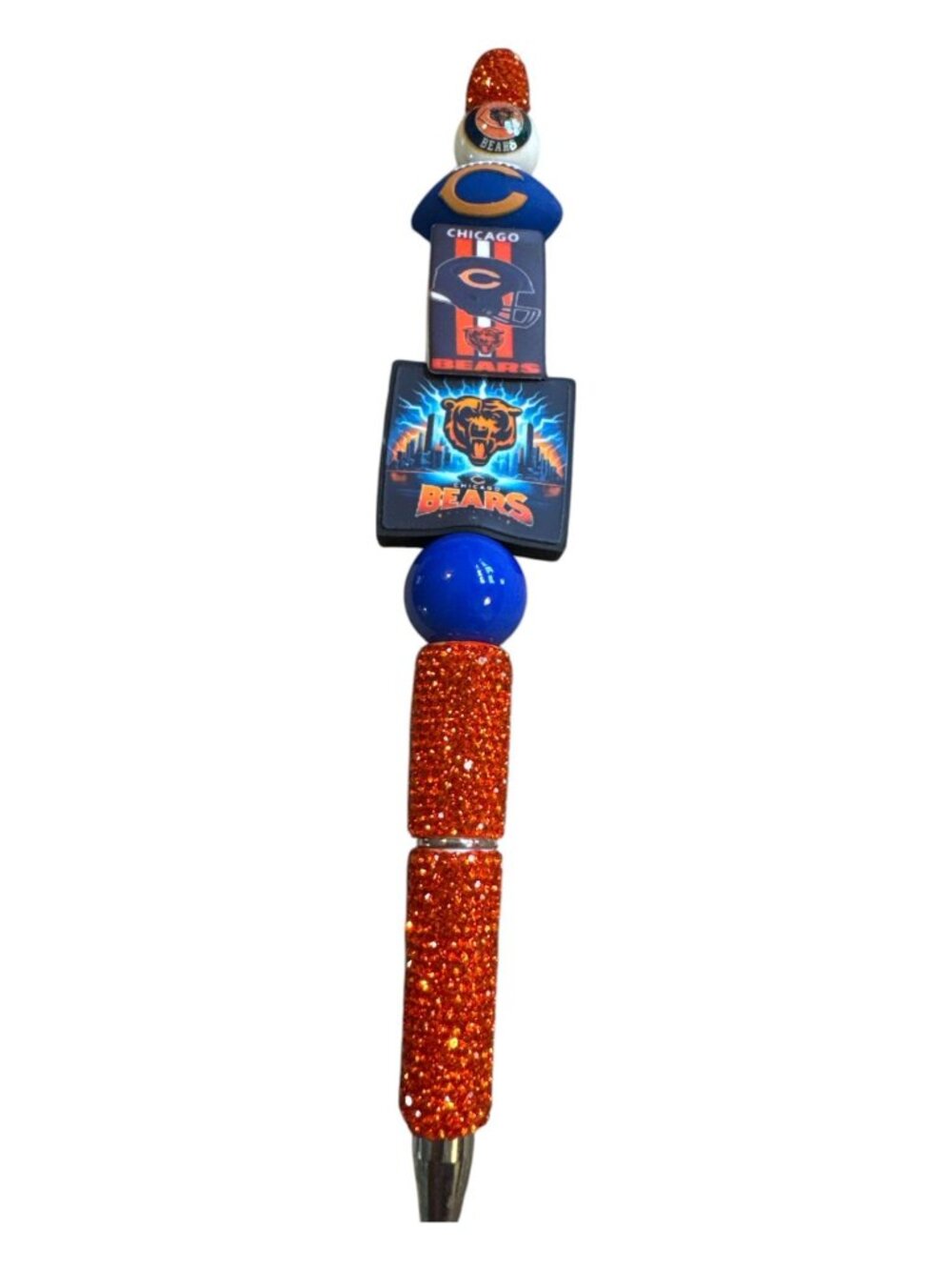Chicago Bears Themed Glitter Pen With Team Logos & Mascot Design